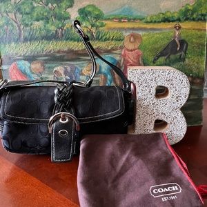Coach Black leather bag Coach Shoulder medium Solo Black leather Coach Bag coach